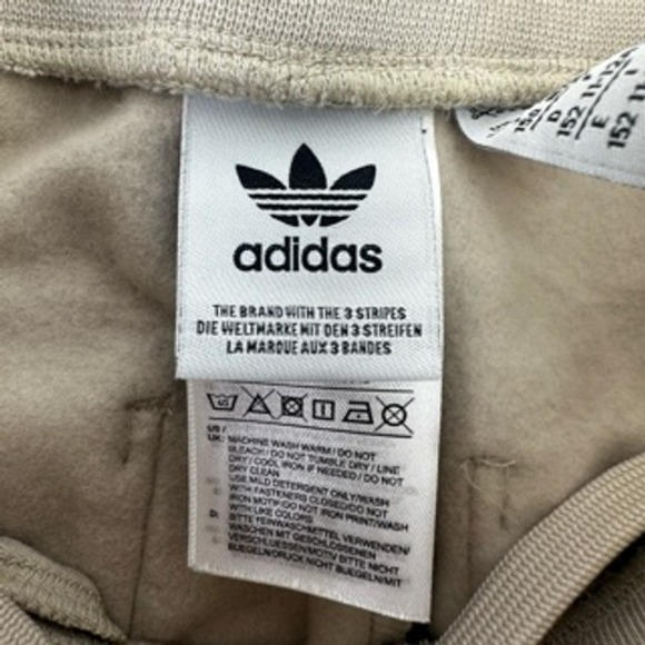 Adidas Kids Pants Size M Tan Joggers Sweatpants Cotton Blend Logo - Picture 3 of 11